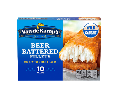 Van de Kamp’s Beer Battered 100% Whole Fish Fillets, Frozen, 19.1 oz 10 ct